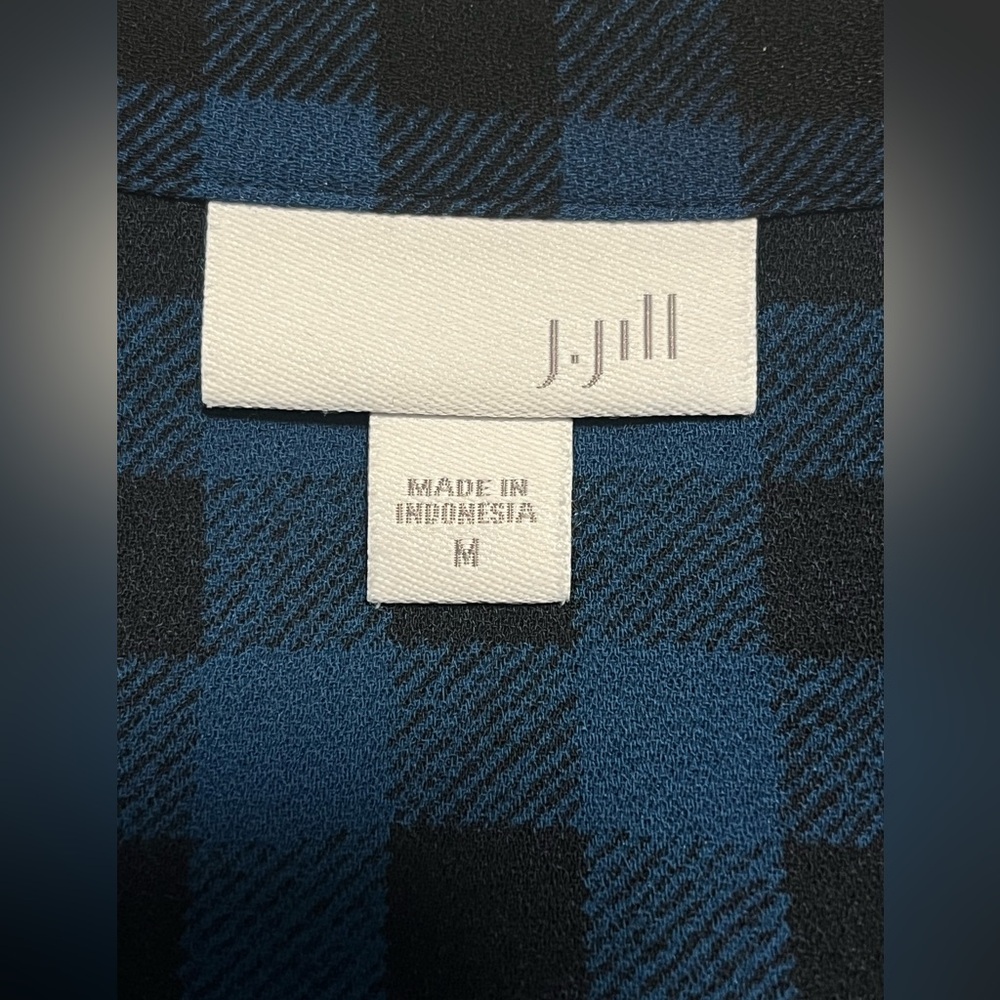 J. JILL Women’s Blue/ Black Checkered Classic Button Up Shirt Dress Size M - Picture 9 of 15